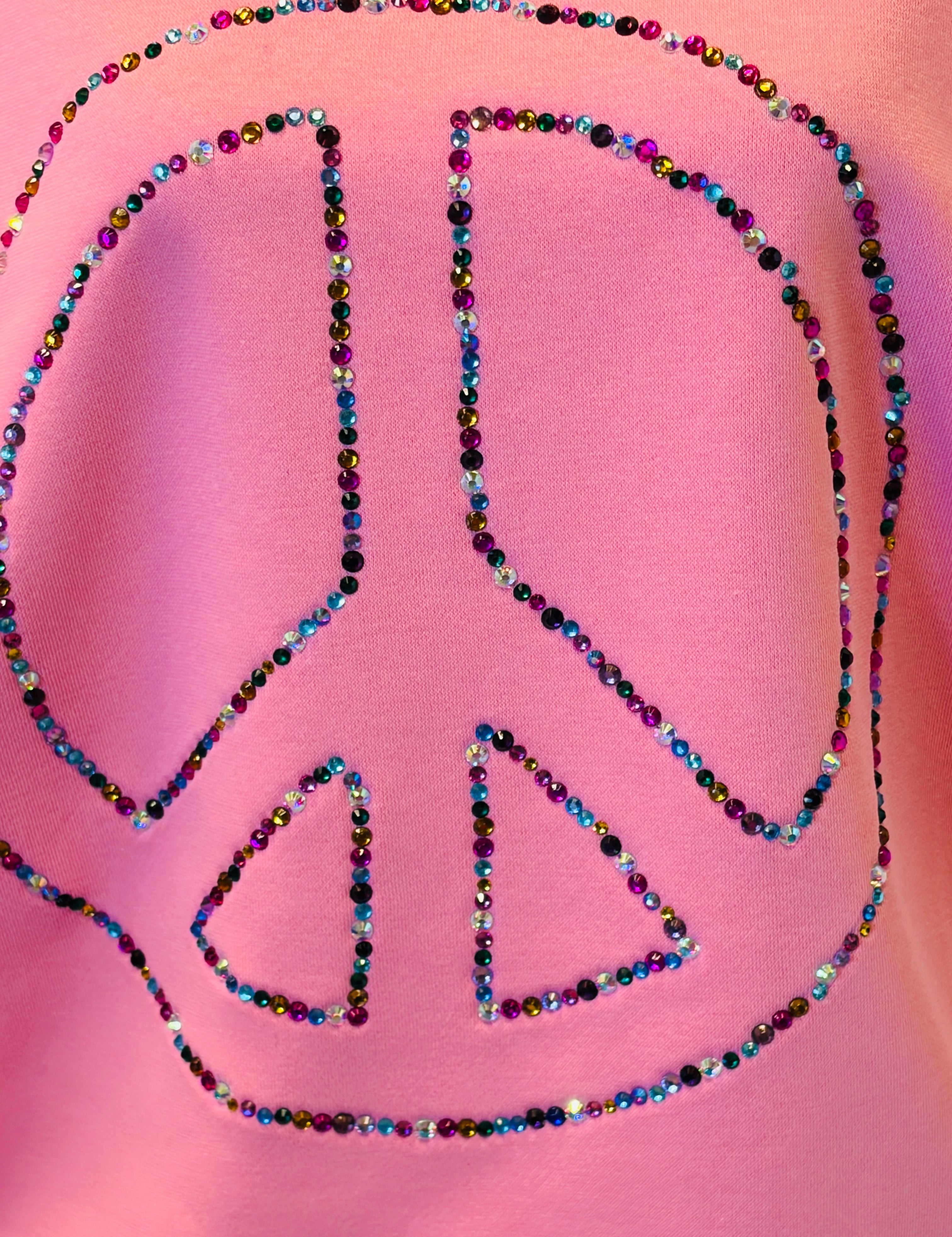 MALIBU HIPPIE Peace Sign Crystal Sweatshirt on Simply Obsessed