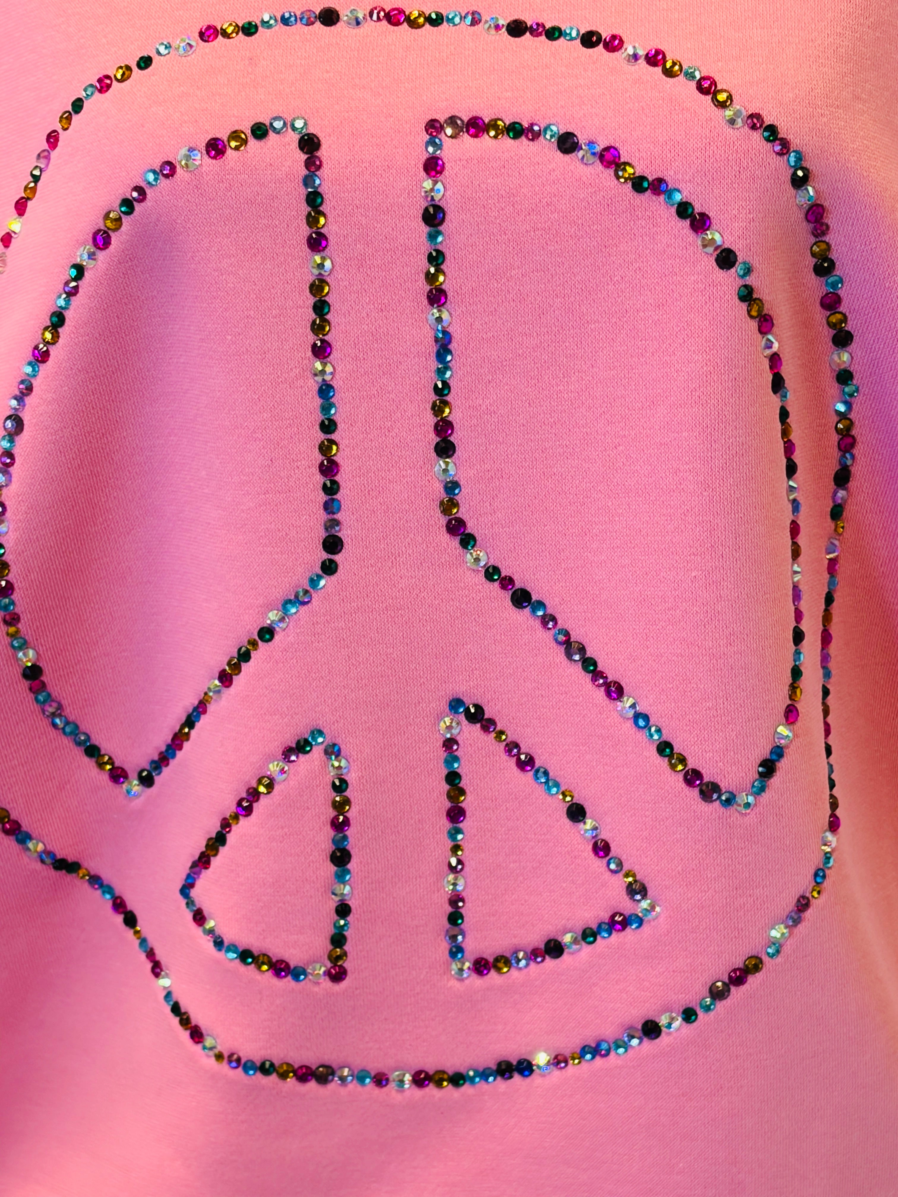 MALIBU HIPPIE Peace Sign Crystal Sweatshirt on Simply Obsessed