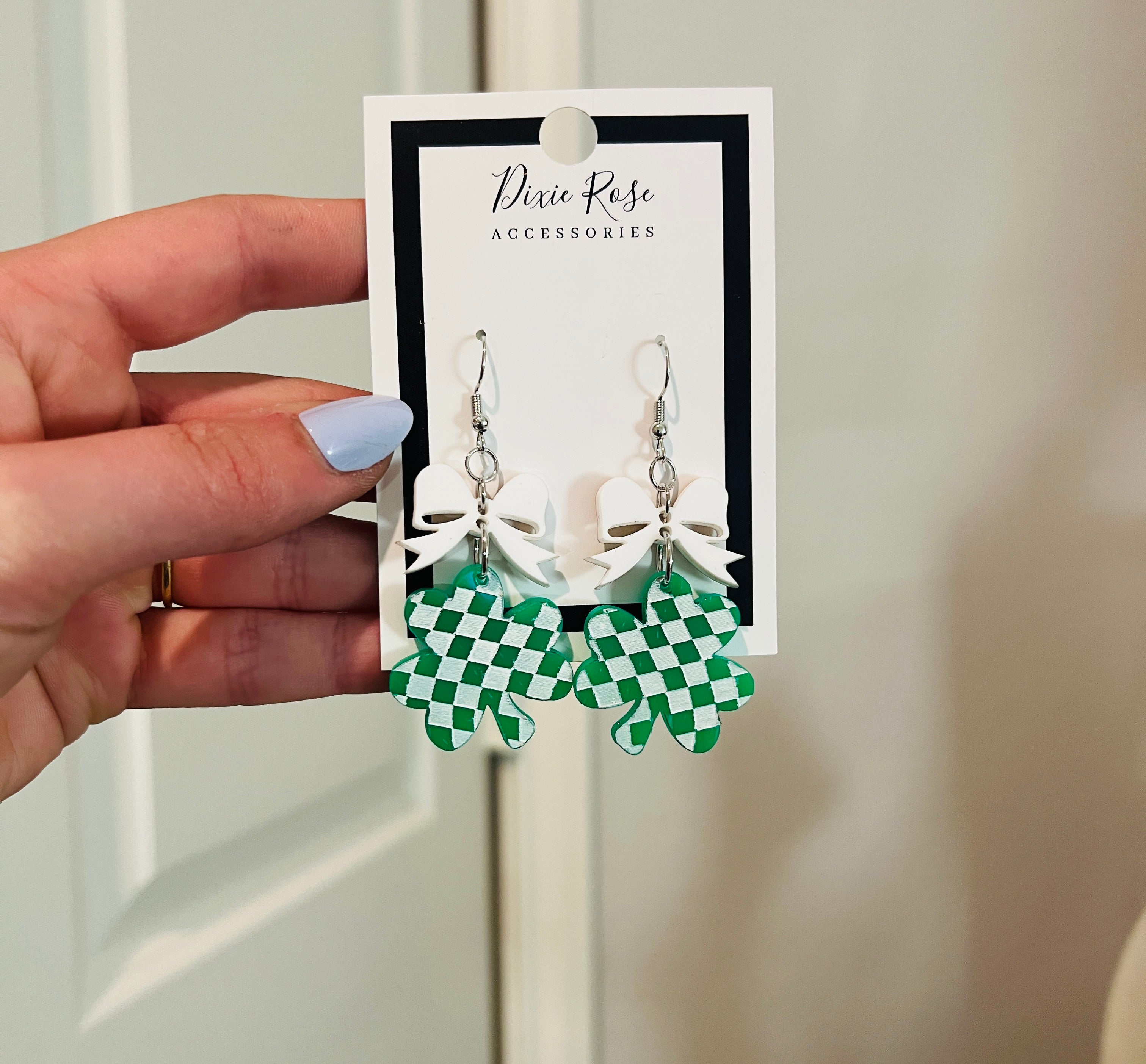 DIXIE ROSE Checkered Clover Earrings on Simply Obsessed