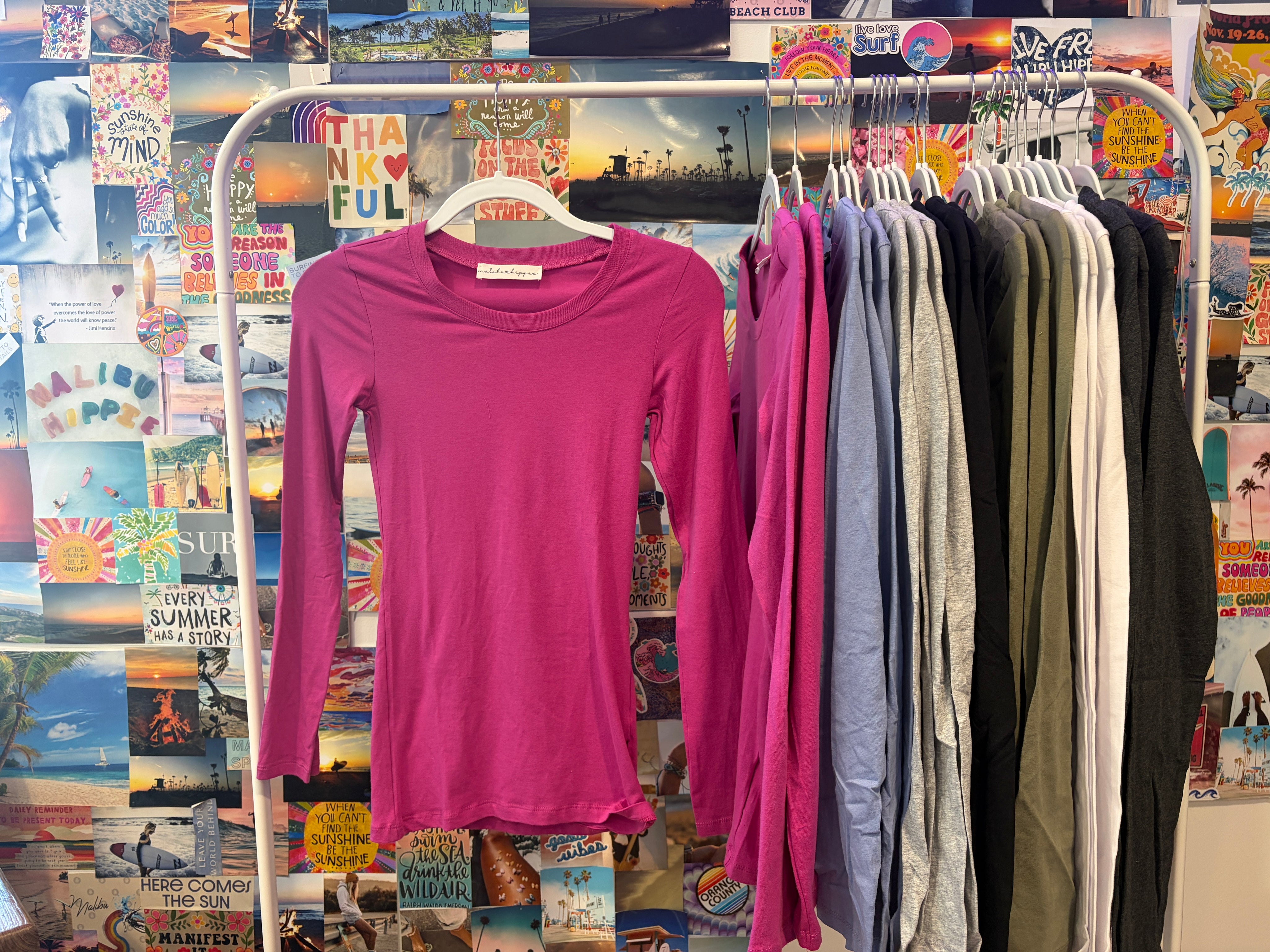 MALIBU HIPPIE Long Sleeve Fitted Tee on Simply Obsessed