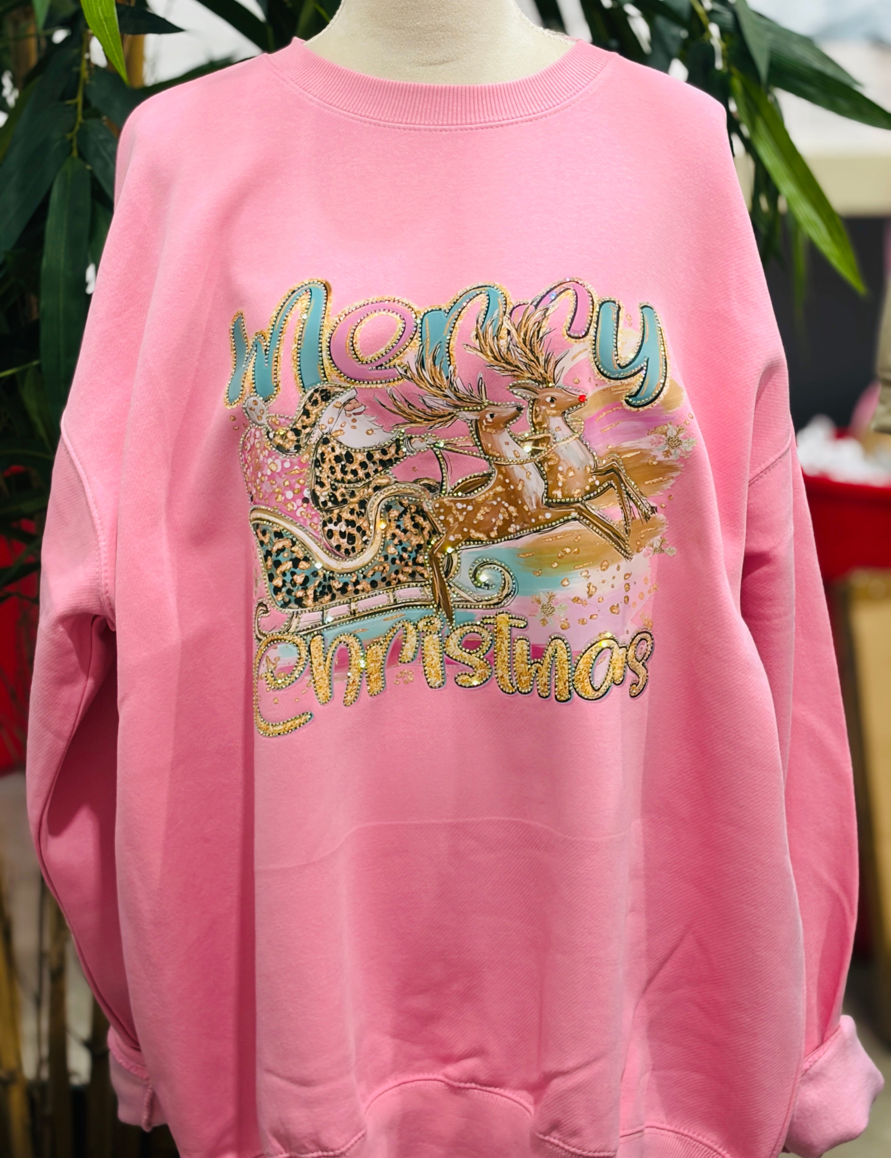 MALIBU HIPPIE Merry Christmas Bling Sweatshirt on Simply Obsessed