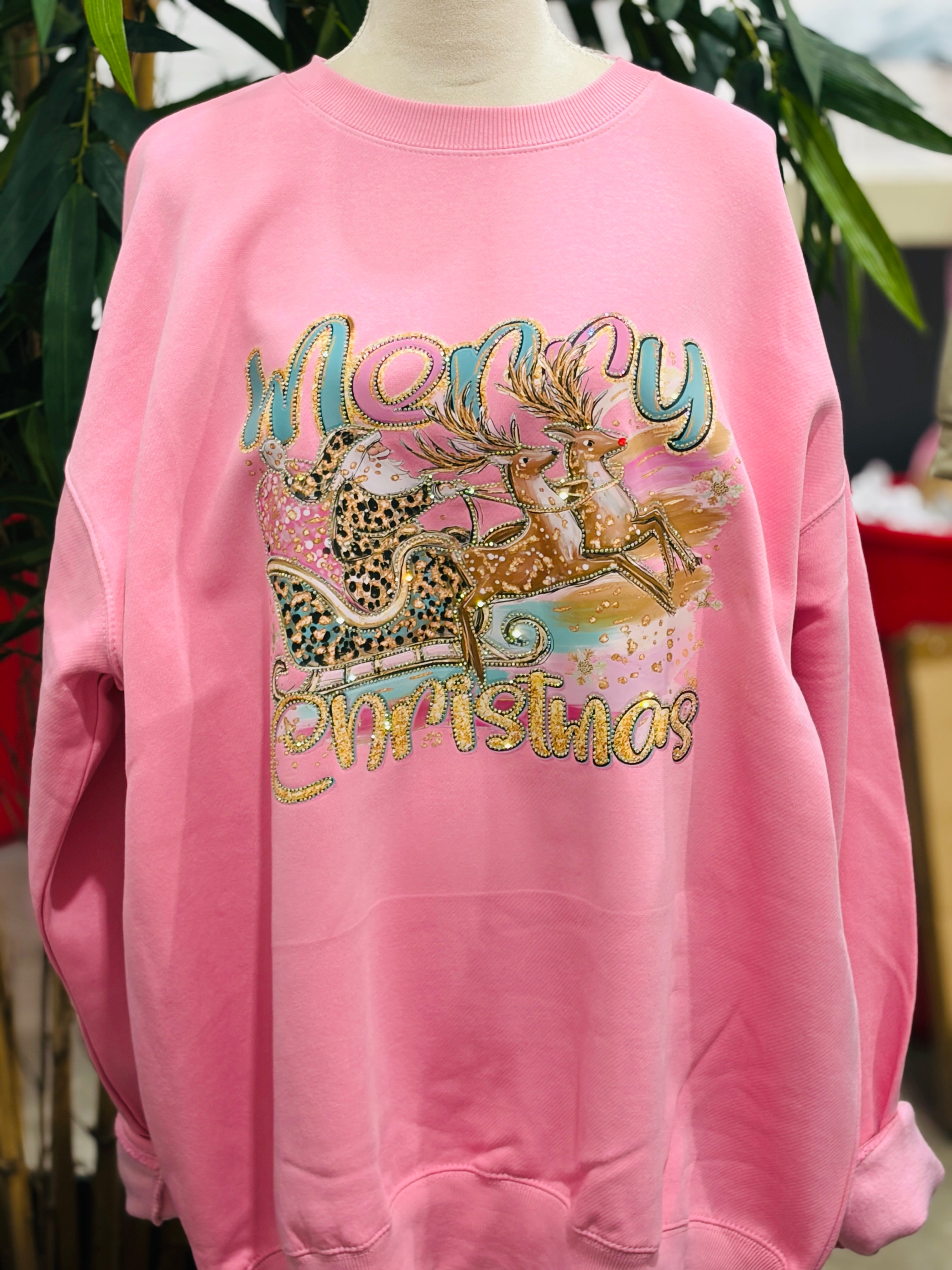 MALIBU HIPPIE Merry Christmas Bling Sweatshirt on Simply Obsessed