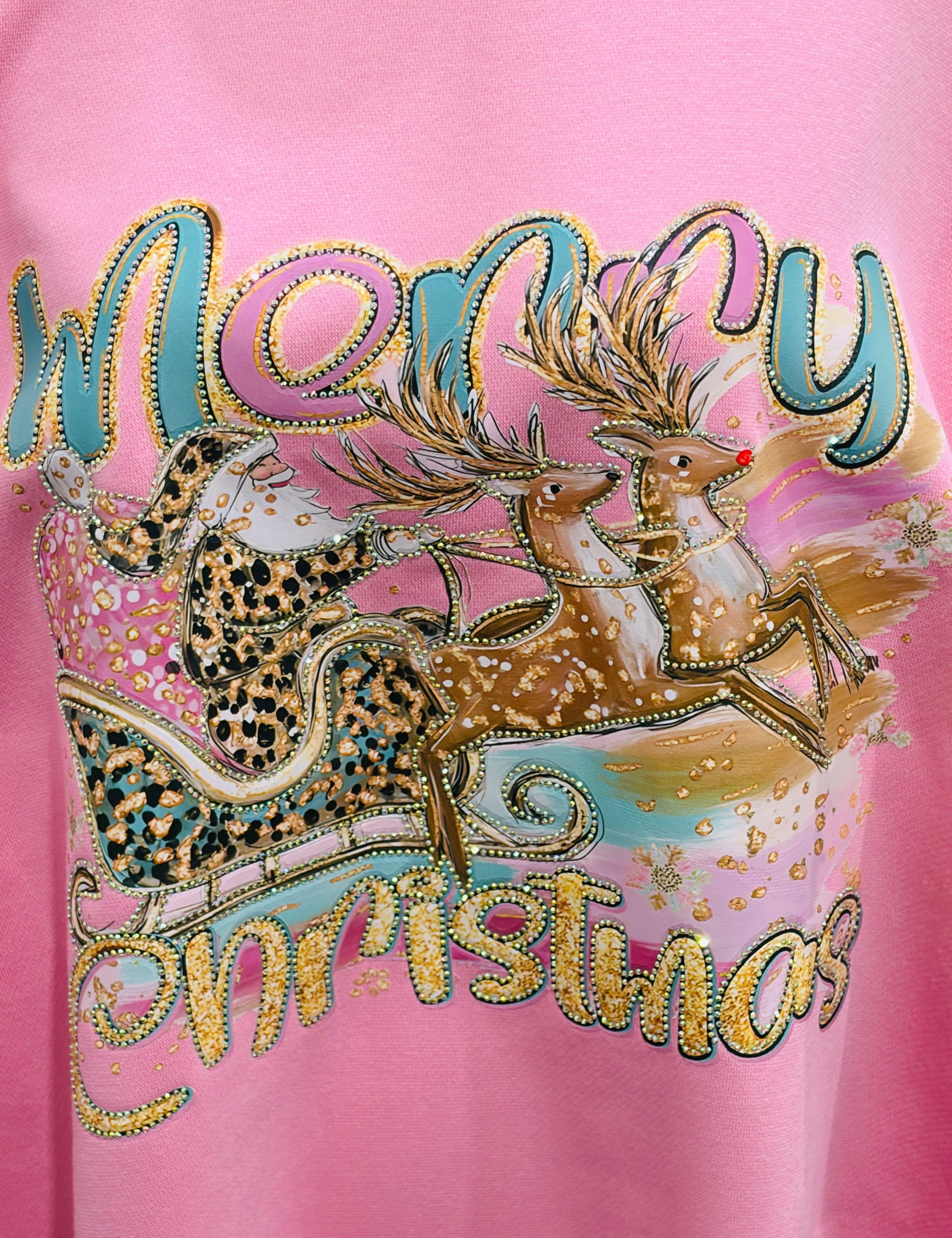 MALIBU HIPPIE Merry Christmas Bling Sweatshirt on Simply Obsessed