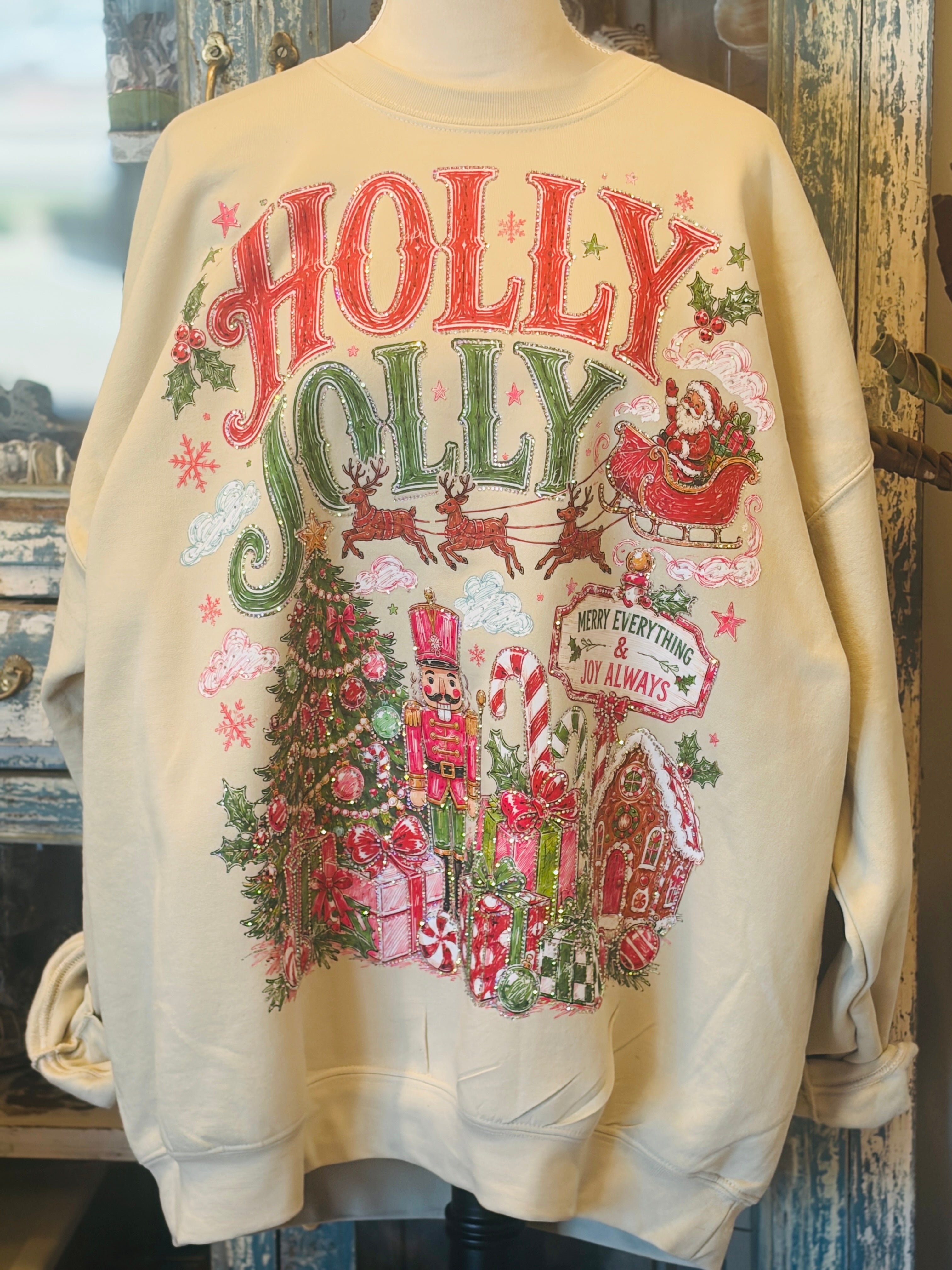 MALIBU HIPPIE Holly Jolly Bling Sweatshirt