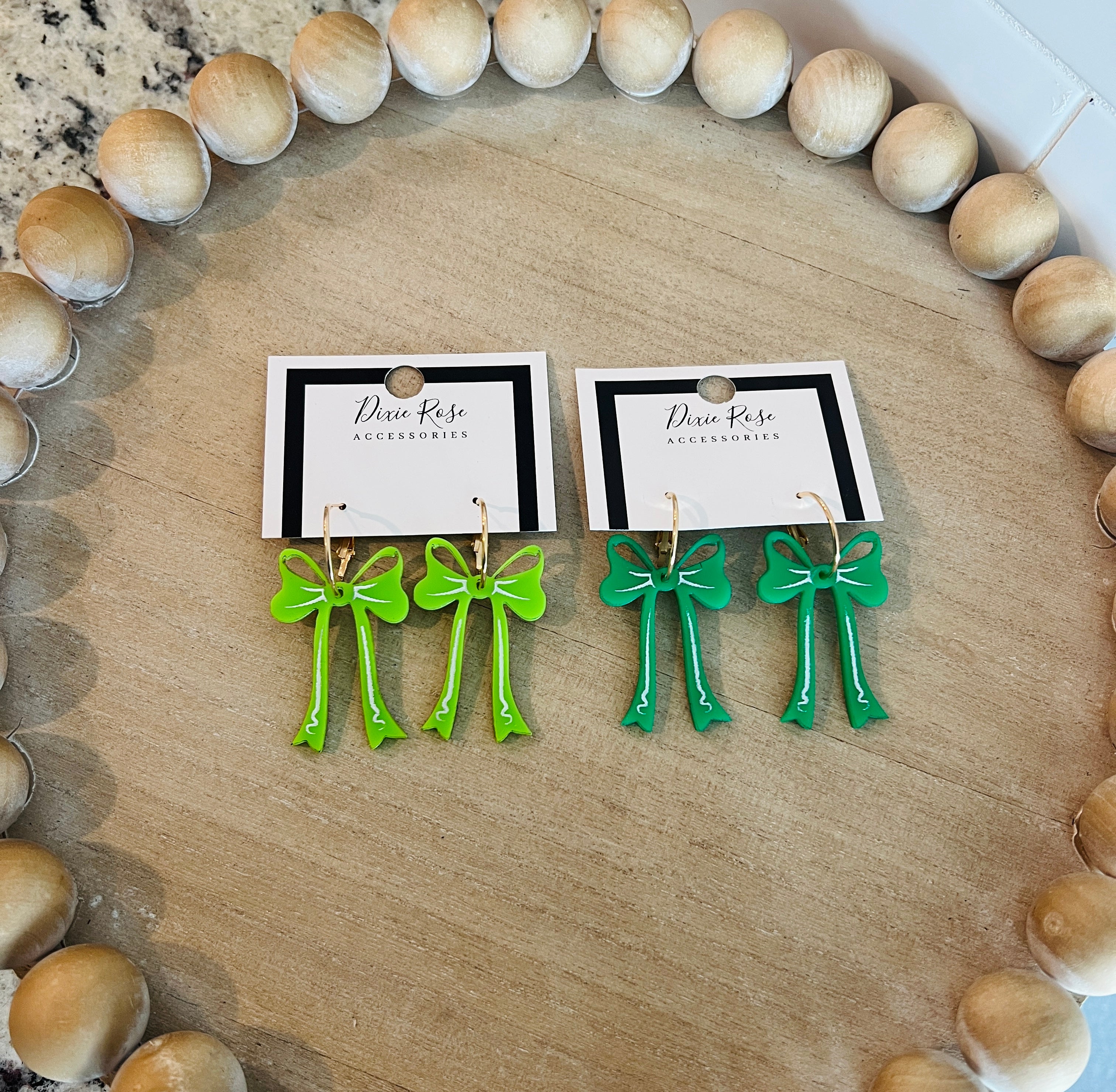 DIXIE ROSE Green Bow Hoops on Simply Obsessed