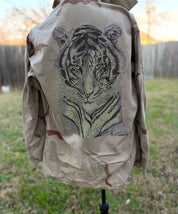 MALIBU HIPPIE Crystal Tiger Desert Vintage Army Jacket on Simply Obsessed