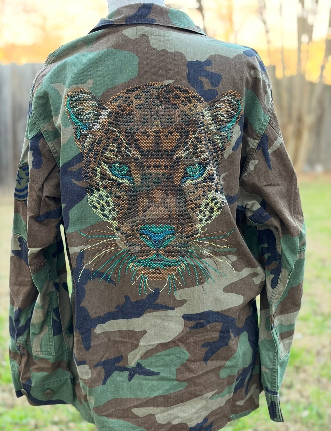 MALIBU HIPPIE Crystal Leopard Vintage Army Jacket on Simply Obsessed