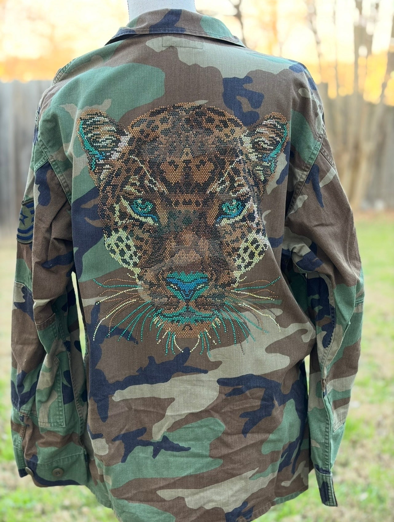 MALIBU HIPPIE Crystal Leopard Vintage Army Jacket on Simply Obsessed