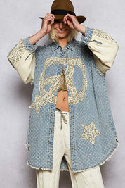 POL PEACE & STAR LONG DENIM CARDIGAN *VEGAS LIVES* on Simply Obsessed