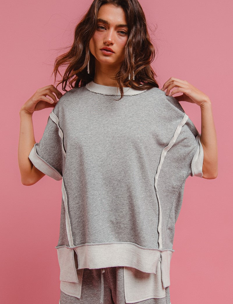 BIBI FRENCH TERRY TOP WITH SIDE SLIT ***BEACH LIVE*** on Simply Obsessed