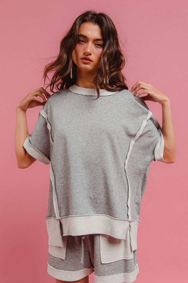 BIBI FRENCH TERRY TOP WITH SIDE SLIT ***BEACH LIVE*** on Simply Obsessed