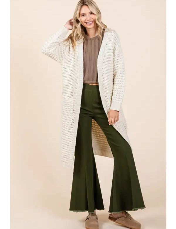 GEEGEE LOVELO WAFFLE KNIT LONG BODY CARDIGAN **DOORBUSTER** on Simply Obsessed