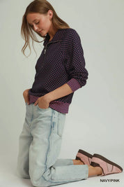 UMGEE Polka Dot Half Zip Sweatshirt on Simply Obsessed