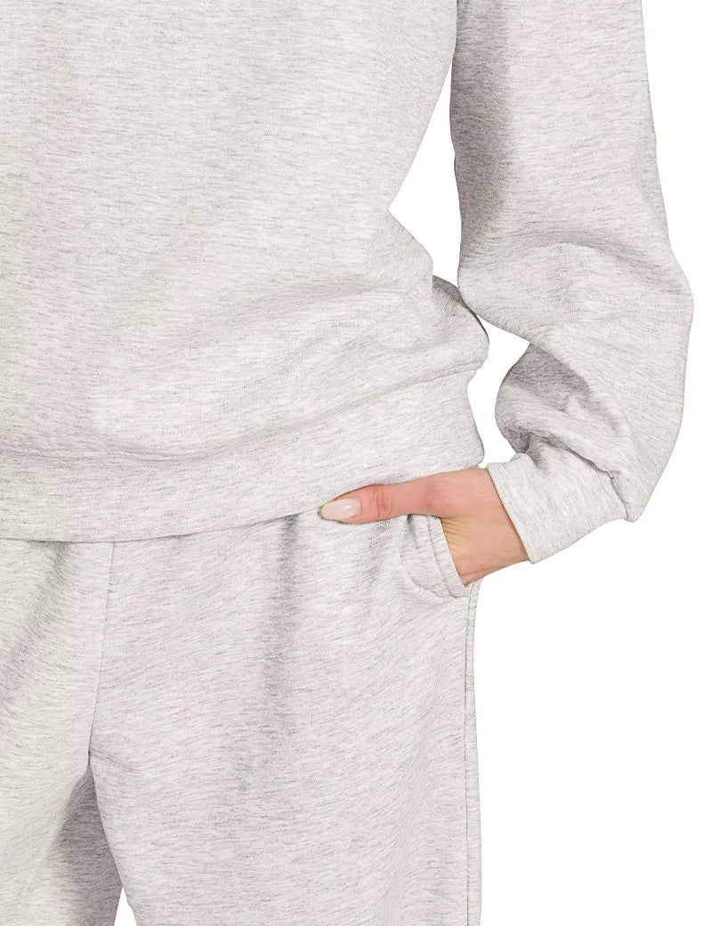 ZENANA Scuba Crewneck Pullover and Pants Set on Simply Obsessed