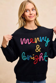 BIBI Tinsel Lettering Christmas Sweater on Simply Obsessed