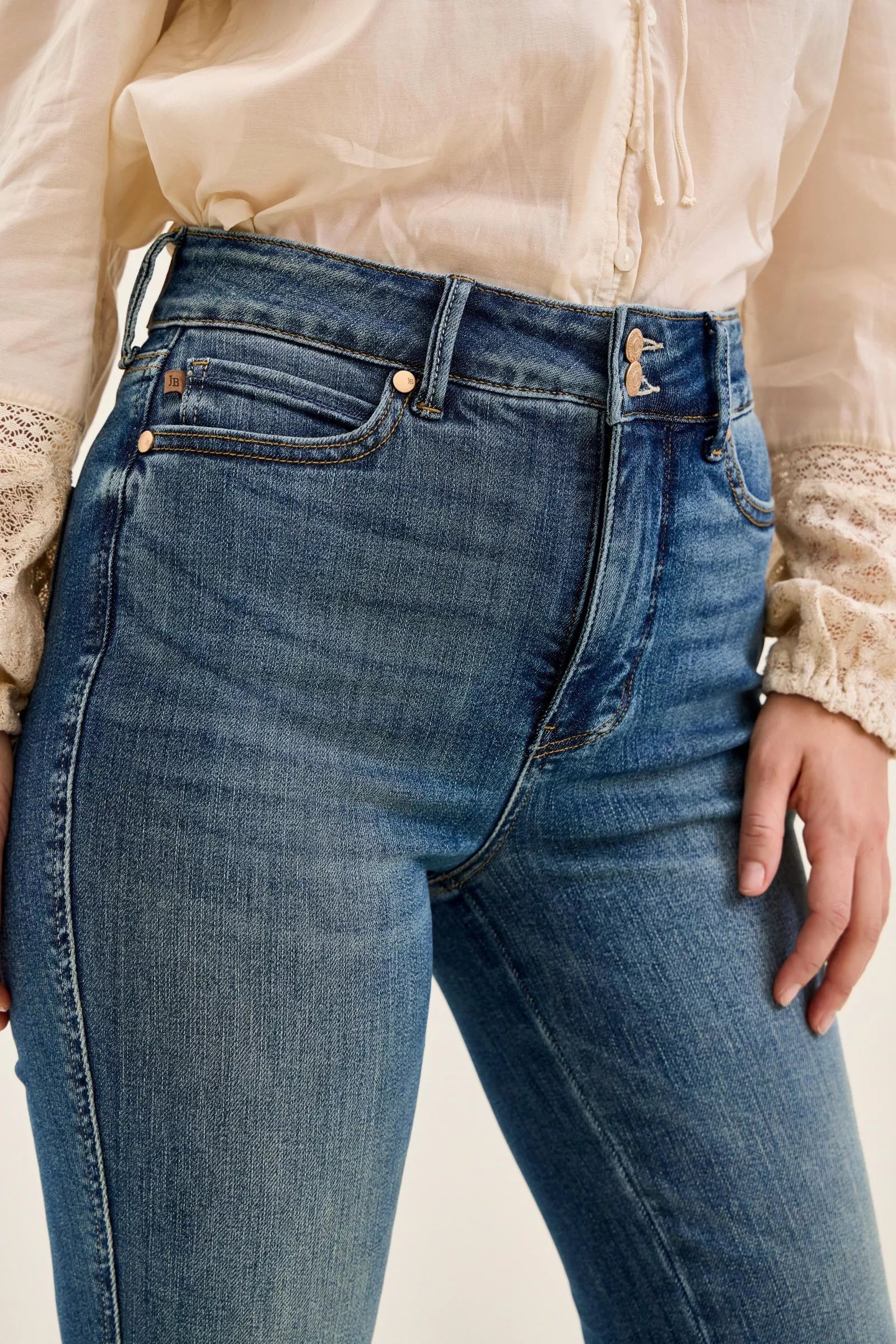 JUDY BLUE High Waist Double Button Tummy Control Flare Jeans on Simply Obsessed