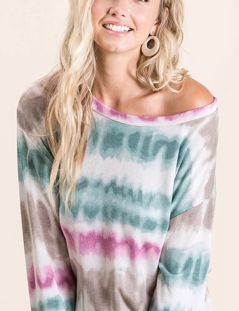 BIBI Tie Dye Print Terry Sweatshirt on Simply Obsessed