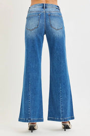 RISEN Full Size Mid Rise Wide Leg Jeans with Flared Look Plus Size on Simply Obsessed