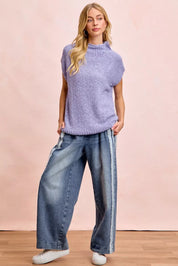 BIBI Washed Lace Contrast Sided Jeans on Simply Obsessed