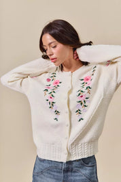 SO ME Floral Embroidered Coquette Sweater Cardigan on Simply Obsessed