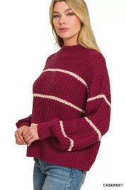 ZENANA Oversize Striped Sweater on Simply Obsessed