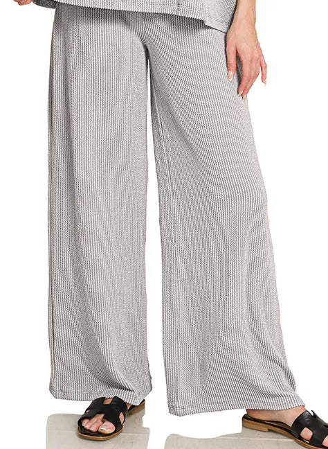 ZENANA Raised Rib Relaxed Top & Pants Set on Simply Obsessed
