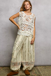 POL Openwork Round Neck Floral Crochet Tank on Simply Obsessed