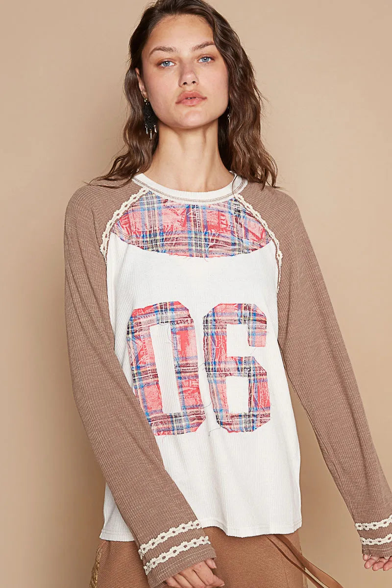 POL Plaid Number 06 Raglan Sleeve T-Shirt on Simply Obsessed