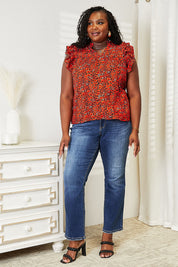 DOUBLE TAKE Floral Flutter Sleeve Notched Neck Blouse. **FALL DEBUT SALE** on Simply Obsessed