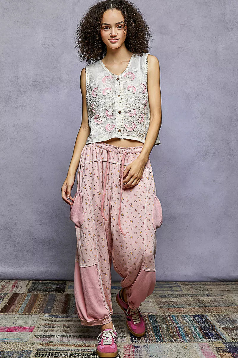 POL Floral Embroidered V-Neck Vest on Simply Obsessed