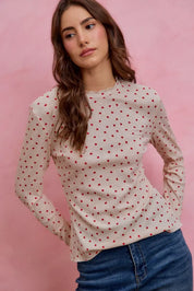 SO ME Ditsy Heart All Over Slub Rib Knit Valentine Top on Simply Obsessed