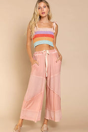 POL Elastic Waistband Wide Leg Pants with Drawstring on Simply Obsessed