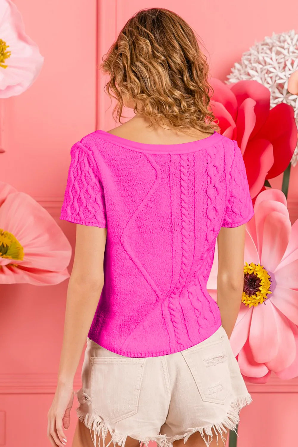 BIBI Cable Knit Short Sleeve Sweater **FALL DEBUT SALE** on Simply Obsessed