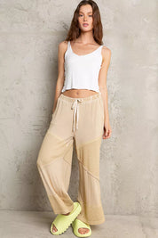 POL Elastic Waistband Wide Leg Pants with Drawstring on Simply Obsessed