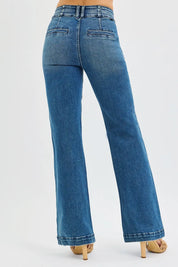 RISEN Full Size Tummy Control High Rise Bootcut Jeans with Double Button Waistband Plus Size on Simply Obsessed