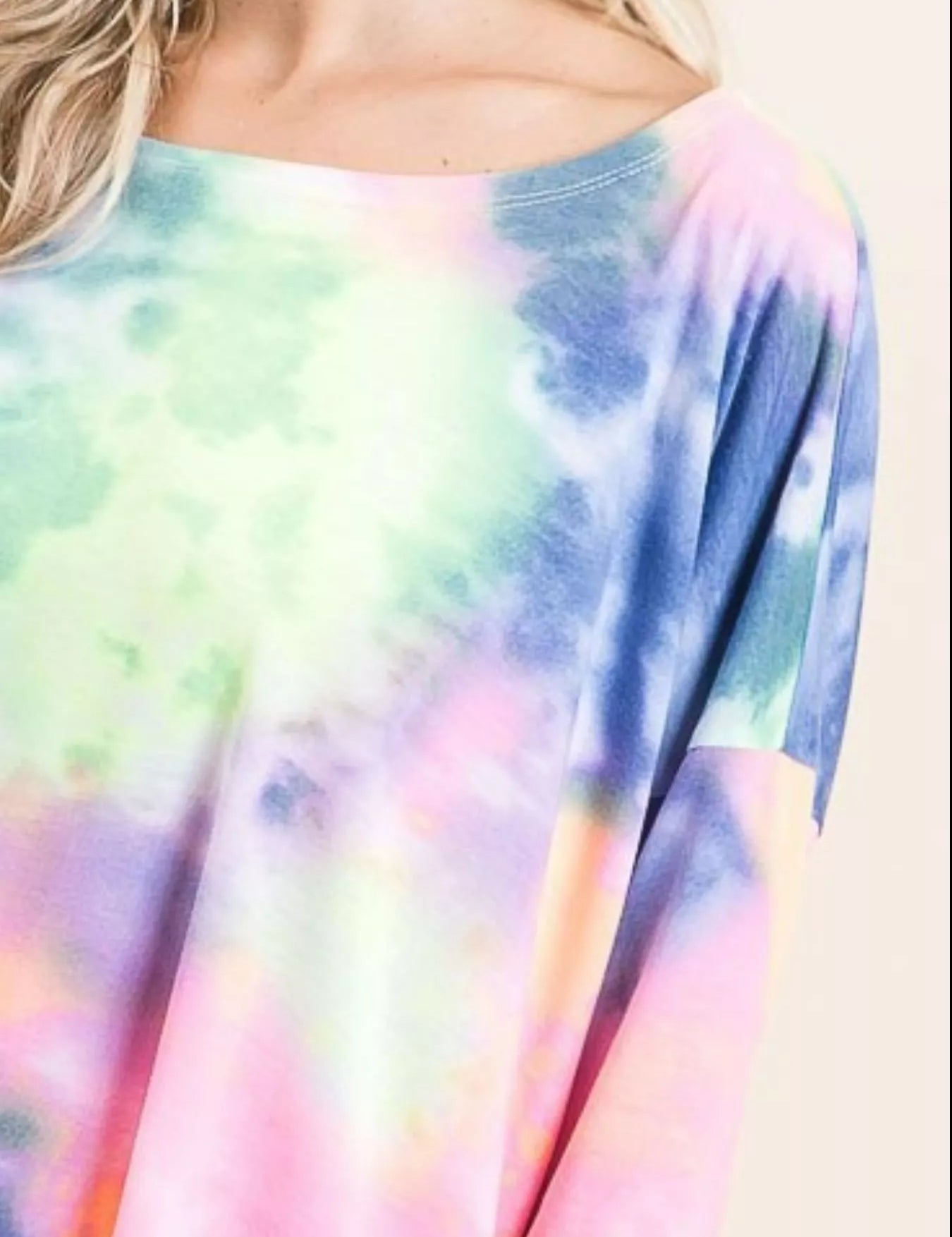 BiBi Tie Dye Print Low Gauge Knit Top on Simply Obsessed