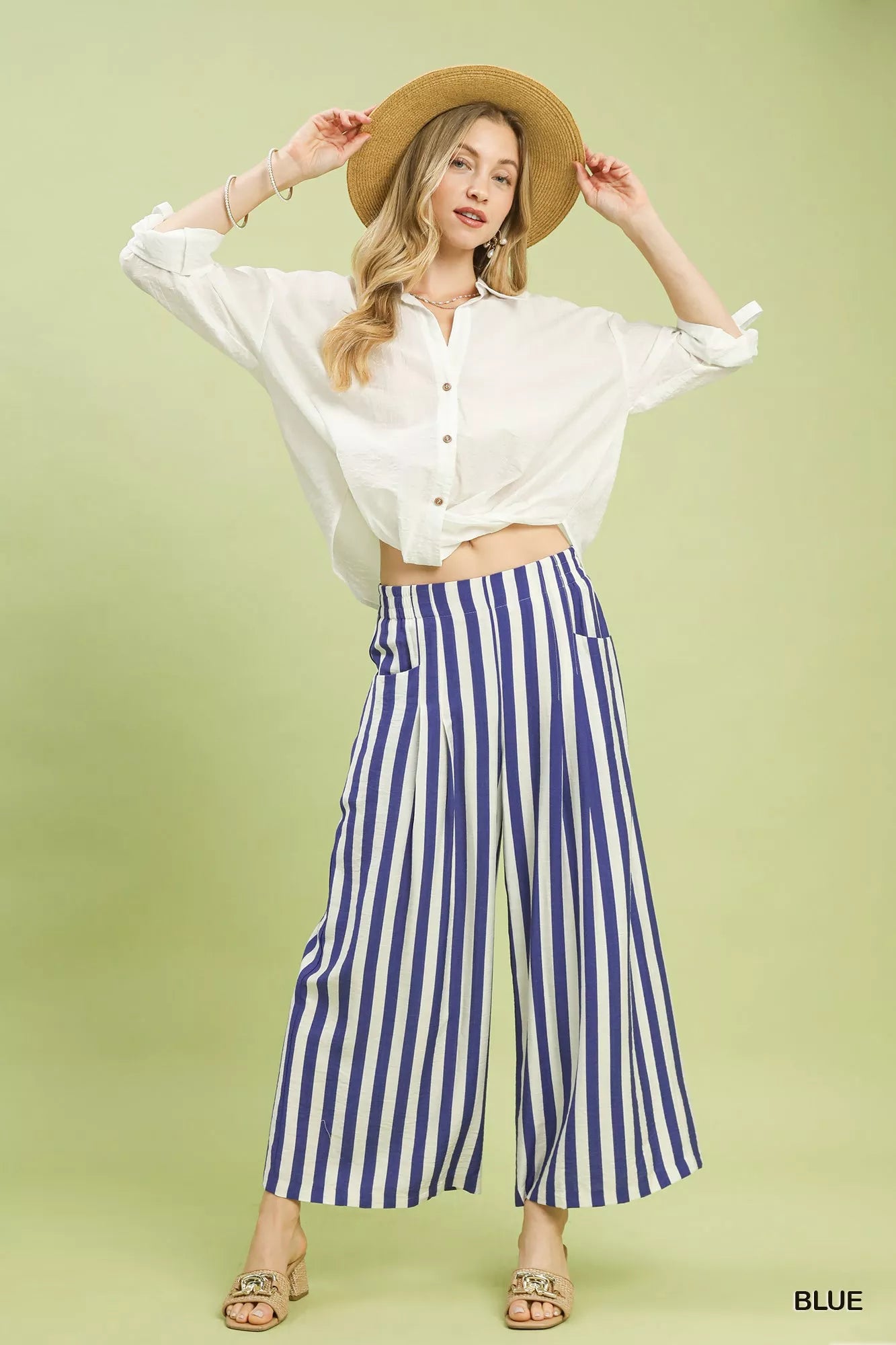 UMGEE Vertical Stripe Wide Leg Pants on Simply Obsessed