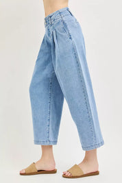 RISEN Slouchy Crop Barrel Pleated Jeans on Simply Obsessed