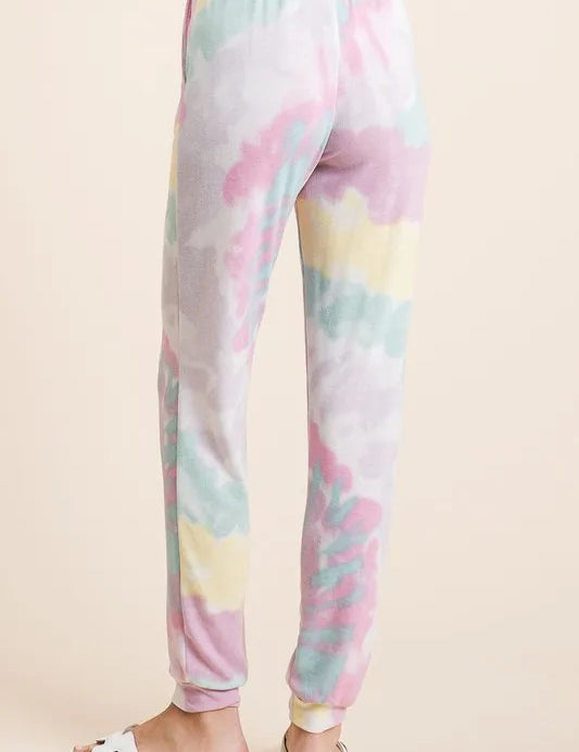 BiBi Tie Dye French Terry Casual Pants on Simply Obsessed