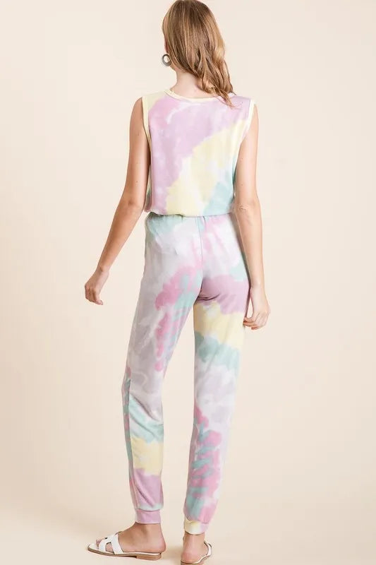 BiBi Tie Dye French Terry Casual Pants on Simply Obsessed