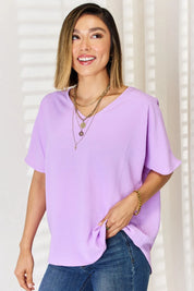 Zenana Texture Short Sleeve T-Shirt on Simply Obsessed