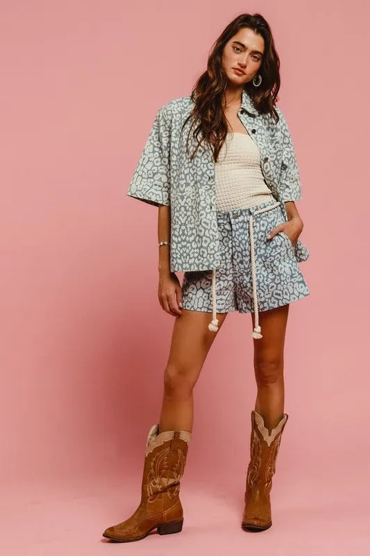 BIBI Rope Belt Leopard Shorts on Simply Obsessed