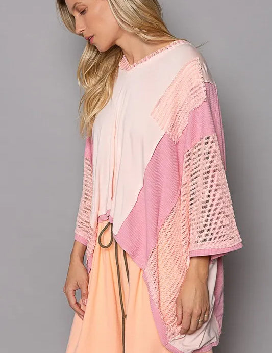 POL High-Low Contrast V-Neck Top on Simply Obsessed