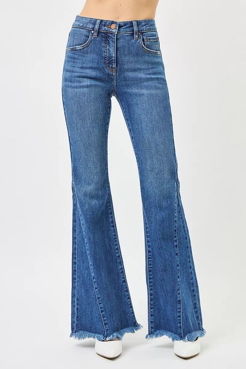 RISEN Mid Rise Flare Side Seam Detailing Jeans on Simply Obsessed