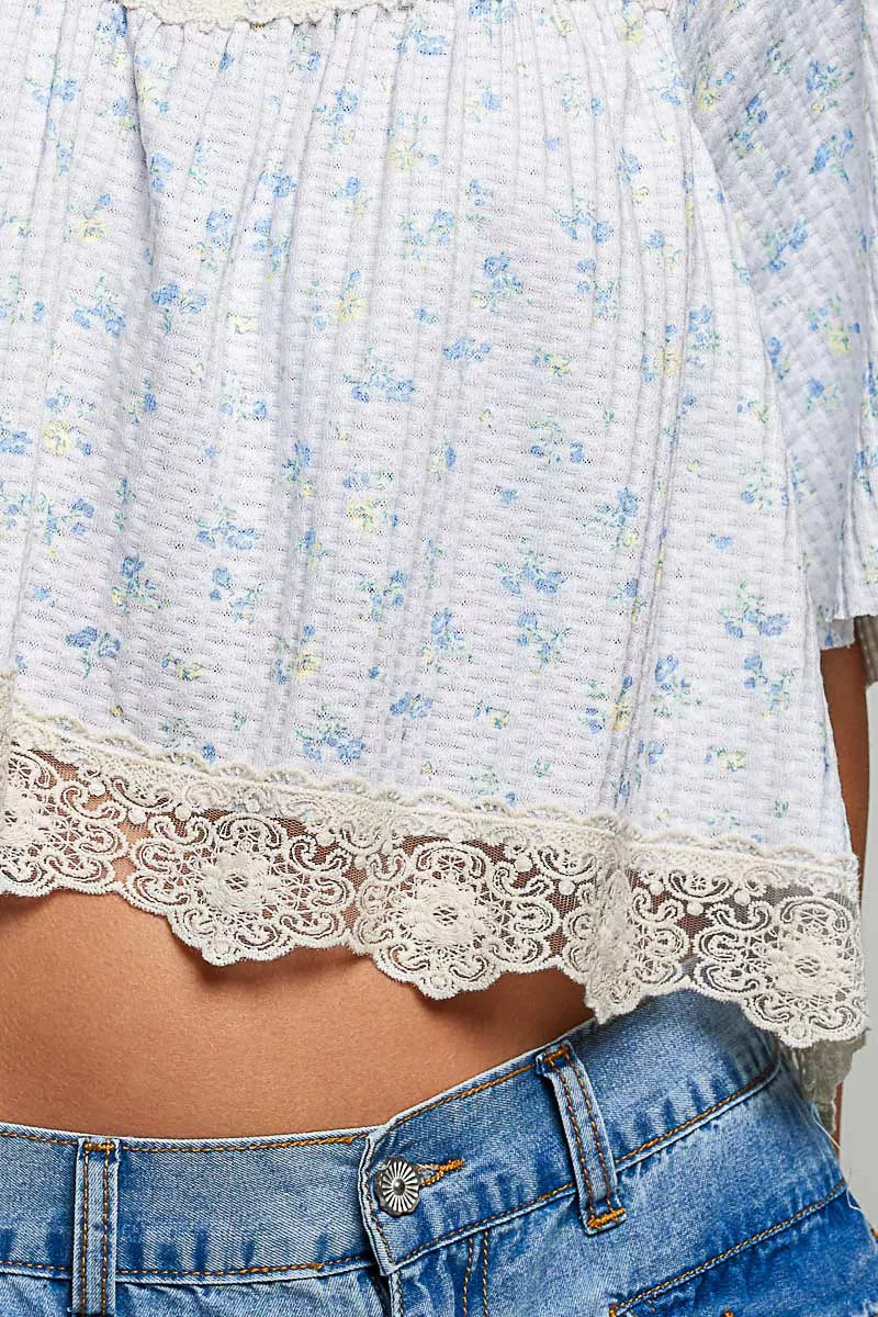 POL Floral Print Lace Trim Blouse **SALE** on Simply Obsessed