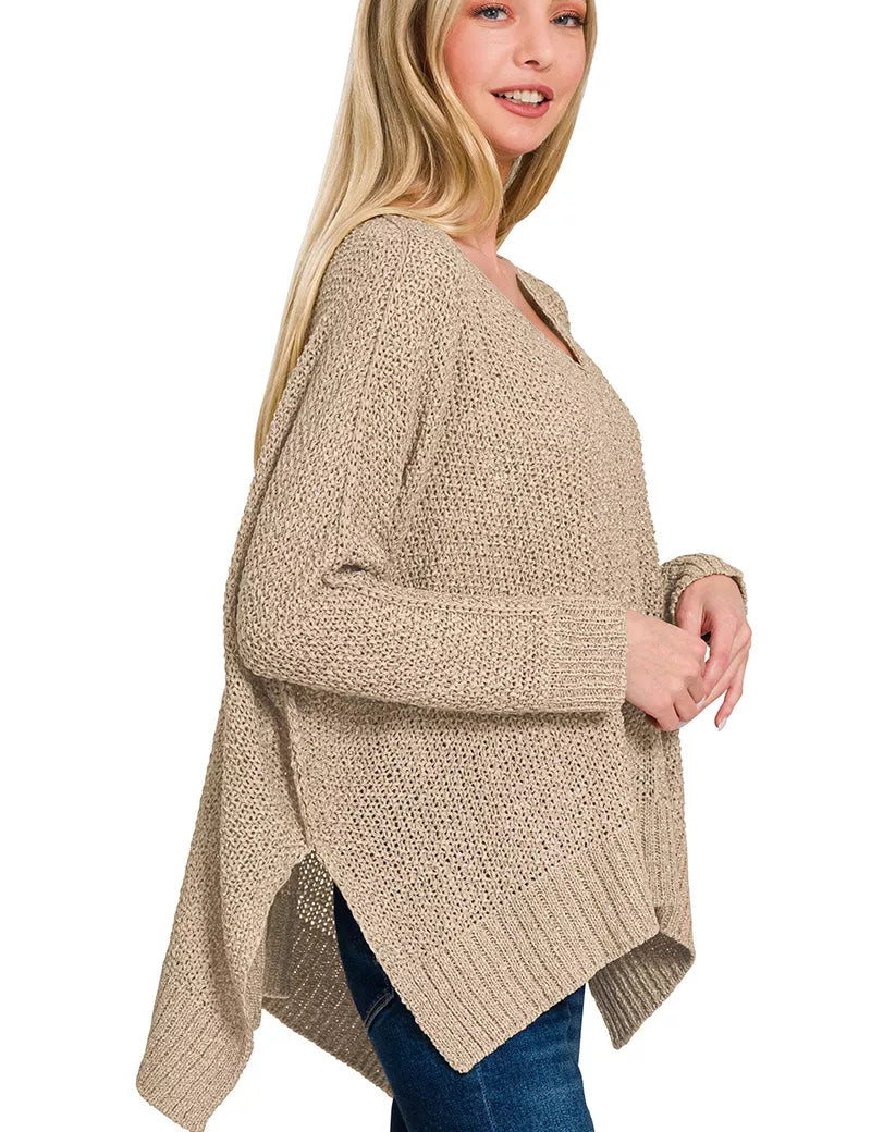 ZENANA Dolman Sleeve V-Neck Sweater on Simply Obsessed