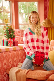 BiBi Christmas Theme Checker Board Sweater on Simply Obsessed