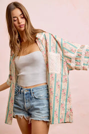 BIBI Eyelet Lace And Floral Mix And Match Shirt Top on Simply Obsessed