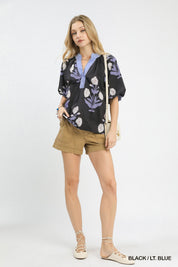 UMGEE Floral Print V-Neck Top **DEBUT SALE** on Simply Obsessed