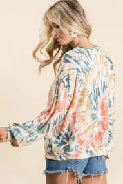 BiBi Tie Dye Print Terry Pull Over on Simply Obsessed